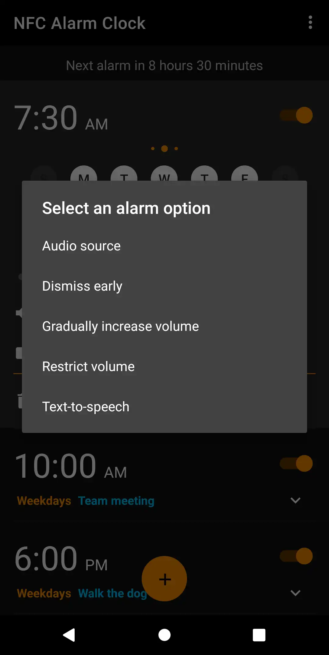 Alarm options